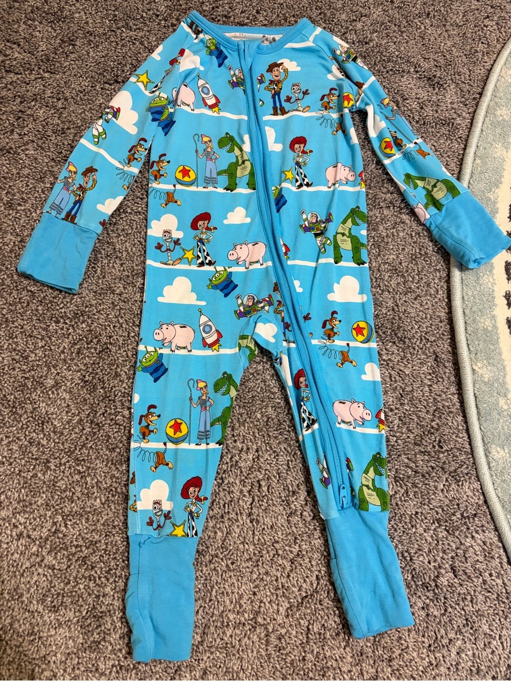 Little Sleepies Blue Toy Story Zip Front One-Piece Pajamas